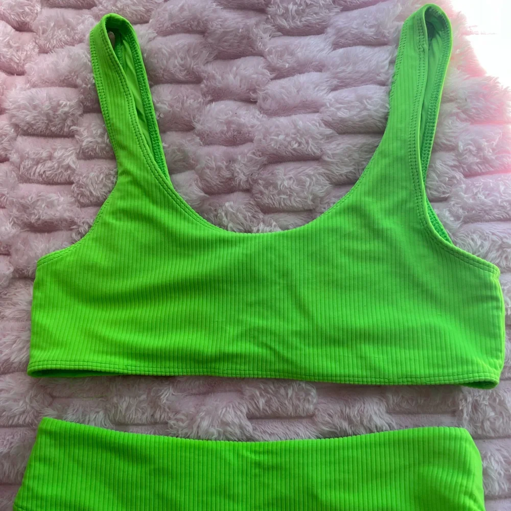 Frankie's Bikinis Neon Green Ribbed.